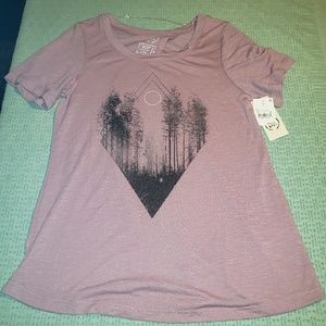 Women Sleep Sleeve‎ T-Shirt Rose Open Back Small